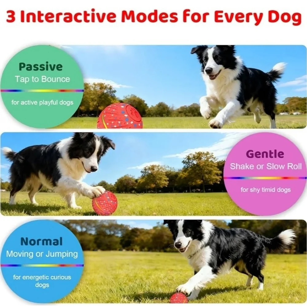 Interactive Dog Toys Ball - Smart Moving Bouncing Dog Ball with Colorful Lights